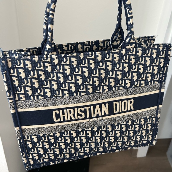 Dior Navy and Beige Monogram Tote - Picture 1 of 3